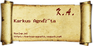 Karkus Agnéta névjegykártya